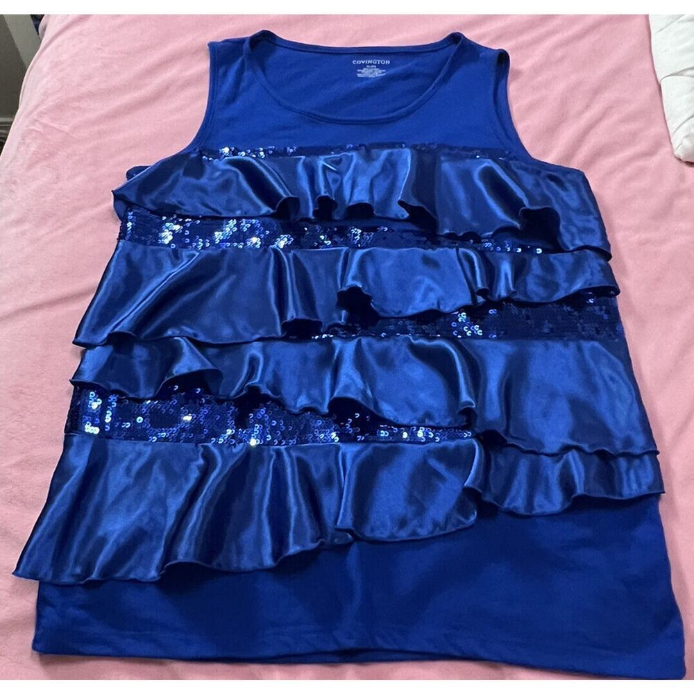covington Royal Blue Sequenced Womens Top Size L